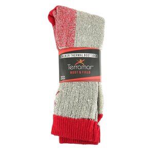 Terramar Stalker Thermal Boot Socks Wool Blend 2 Pair Gray Red Size L 9-12